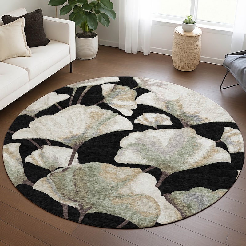 Machine Washable Indoor/ Outdoor Floral Love Chantille Rug
