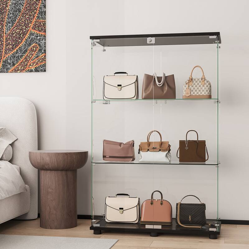 Versatile Lockable Glass Display Cabinet for Various Rooms and Collections