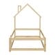 preview thumbnail 24 of 46, Toddler Floor Bed with Fences, House-shaped Headboard and Chimney, Twin Size No Slats Platform Bed for Kids Boys Girls