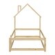 preview thumbnail 24 of 38, Twin Size Wood Floor Bed with House-Shaped Headboard and Guardrails, Light Green