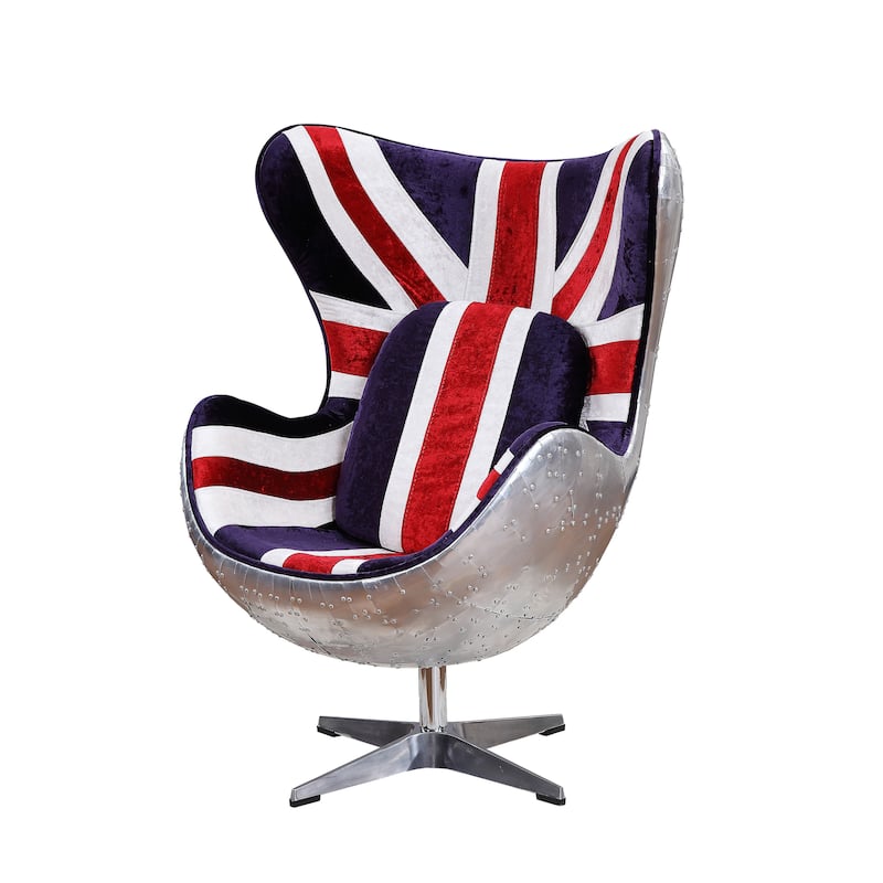 Bailee Aluminum Swivel Accent Chair with England Flag Pattern