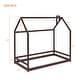 preview thumbnail 10 of 9, Espresso Twin Size House Bed Wood Floor Bed Frame for Bedroom Easy Assembly