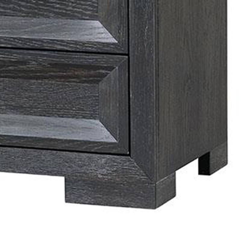 Kizie Oversized Nightstand, USB A-C, 3 Drawer, 38 Inch Weathered Black