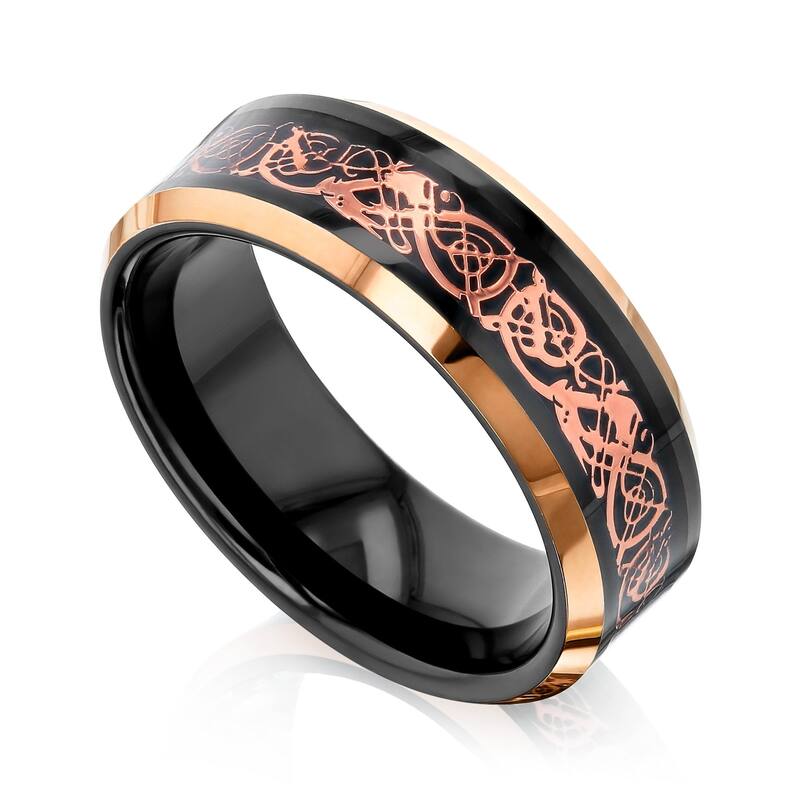 Kobelli 8mm Tungsten Carbide Celtic Dragon Ring