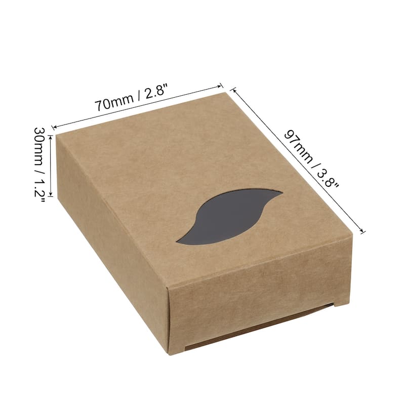 4"x3"x1" Paper Soap Box with Window, 30 Pack Soap Boxes Leaf - Brown