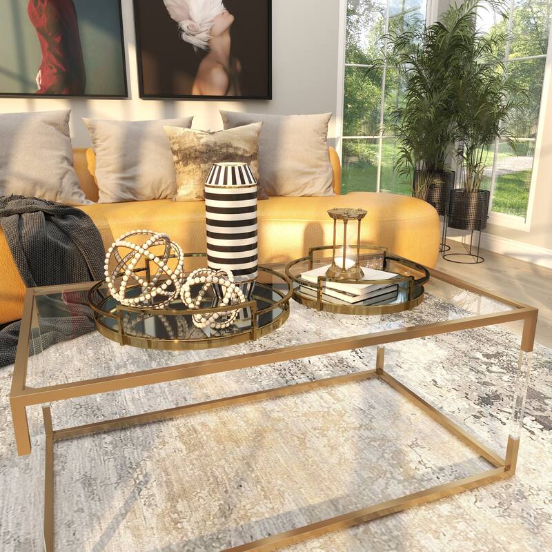 Stainless Steel Metal Mirrored Tray (Set of 2) - Silver or Gold