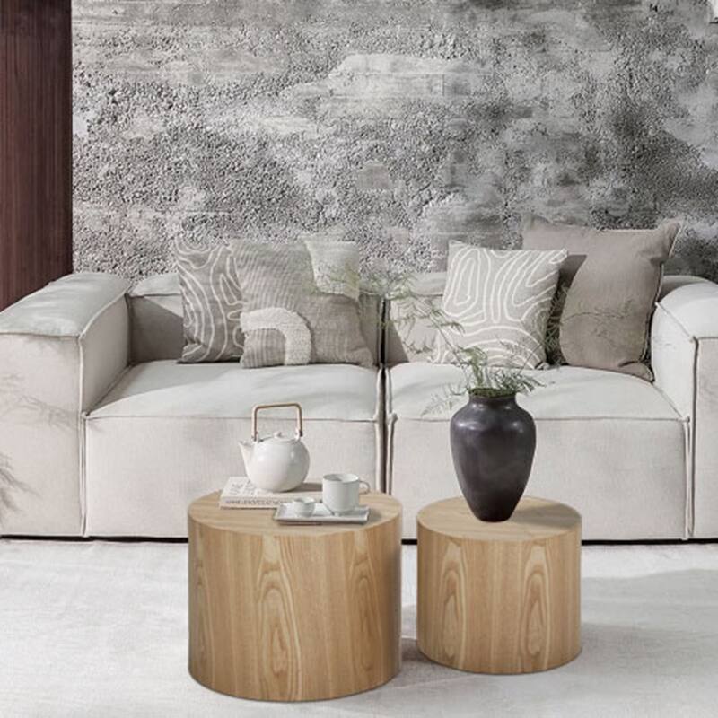Modern Set Of 2 Coffee Table For Living Room - Oak