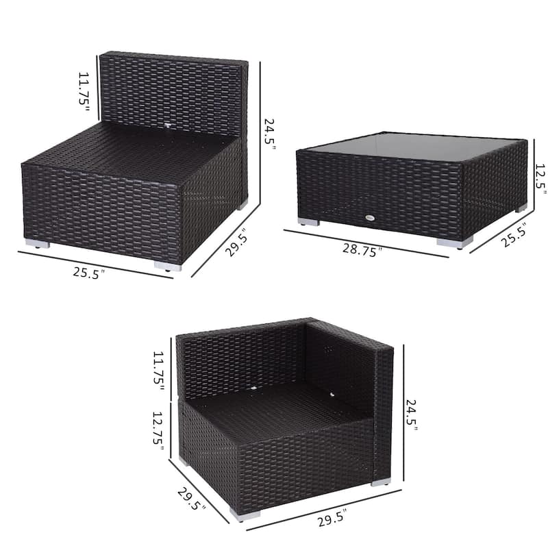 Outsunny 7-Piece Outdoor Wicker Patio Furniture Set