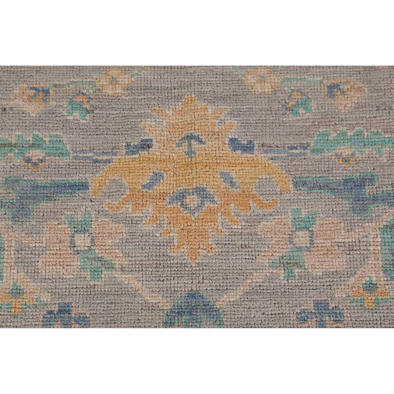 Hand Knotted Oriental 100% Wool Carpet Transitional All-Over Greys & Charcoal Oushak Area Rug - 12' 0'' X 9' 5''