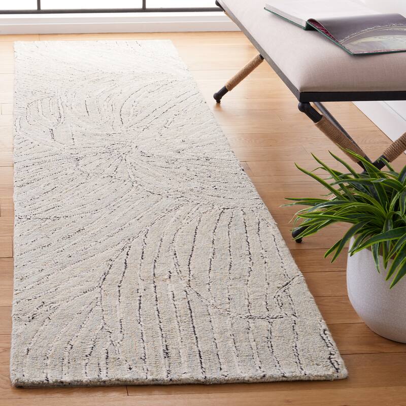 SAFAVIEH Handmade Metro Madlene Abstract Floral Wool Rug - 2'3" x 9' Runner - Light Blue/Ivory