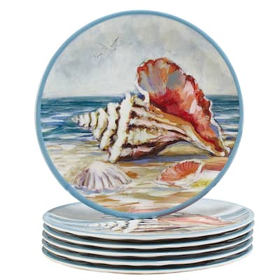 Certified International Seacoast Melamine 9" Salad/Dessert Plates, Set of 6 - 9" Diameter x 1"