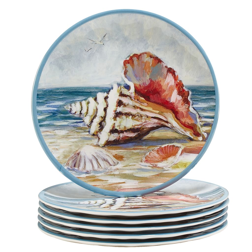 Certified International Seacoast Melamine 9" Salad/Dessert Plates, Set of 6 - 9" Diameter x 1"
