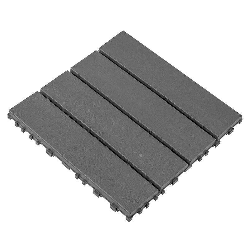 Plastic interlocking decking tiles, 44 packs of terrace decking tiles, 12 inches x 12 inches waterproof - Dark Gray
