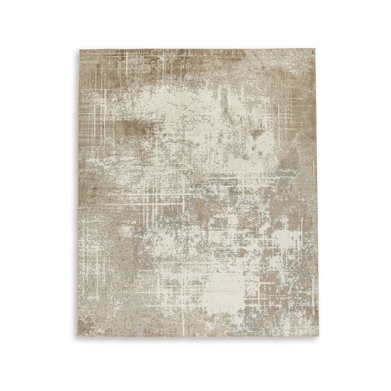 Lae 8 x 10 Large Area Rug, Machine Woven Abstract Art Design, Brown Gray - 8 x 10