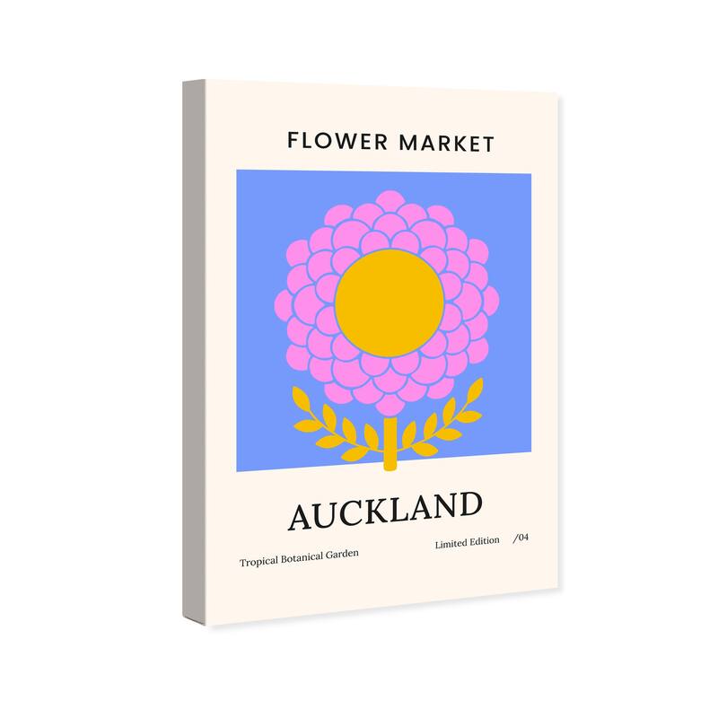 Wynwood Studio Canvas Advertising Flower Market Auckland Purple and Mustard Modern & Contemporary Wall Art Canvas Print