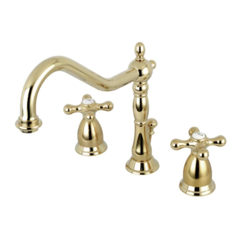 Kingston Brass Heritage Widespread Bathroom Faucet with Brass Pop-Up - Polished Brass
