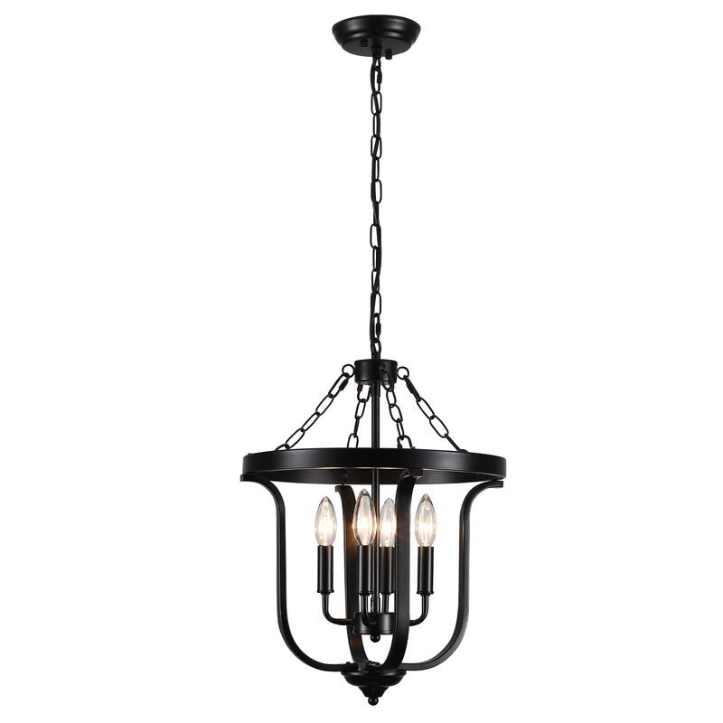 Farmhouse 4-Light Dimmable Cage Pendant Light Candle Chandelier for Kitchen Island