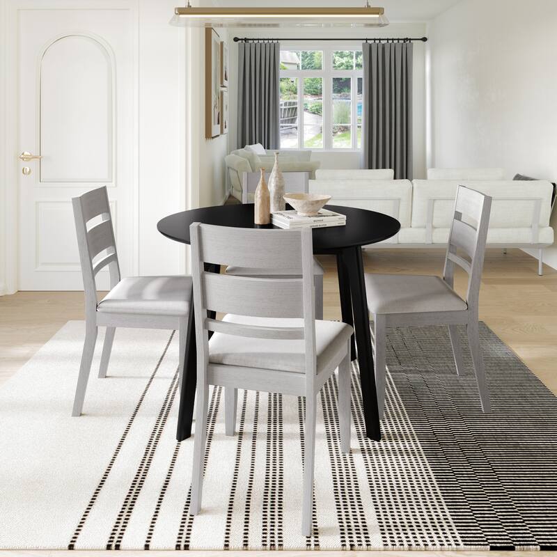 CraftPorch Elegance 4-Piece Chair and Round Table Wooden Dining Set