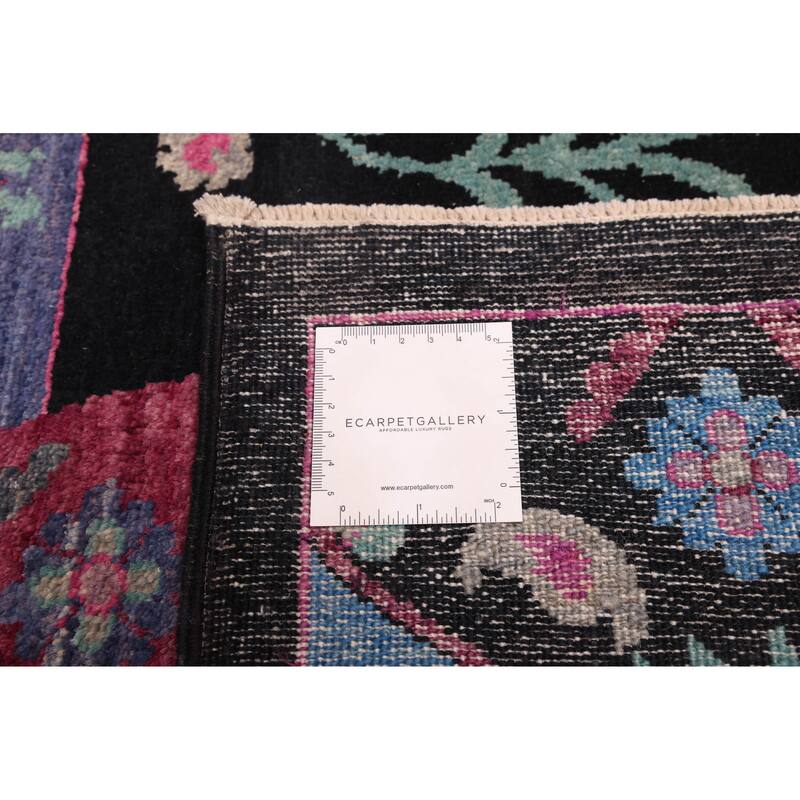 ECARPETGALLERY Hand-knotted Signature Collection Black, Burgundy Wool Rug - 7'10 x 9'11