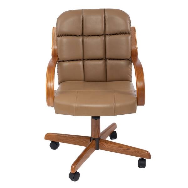 AW Furniture Solid Wood Rolling Caster Office Chair with Tilt and Cushion Seat - 22.5 19 36.5, Brown