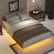 preview thumbnail 4 of 55, Modern Size Low Profile Platform Floating Bed with LED Lights Underneath