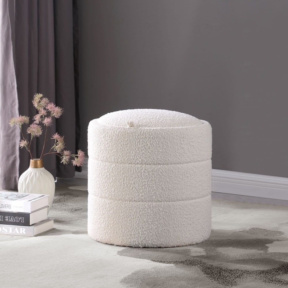 HomePop Round Tufted Ottoman with Storage