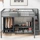 preview thumbnail 15 of 26, Full Size Wood Loft Bed with Wardrobe and Storage Staircase, Gray