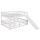 preview thumbnail 9 of 14, Full Over Full Low Bunk Bed with Slide, with Fence and Ladder for Toddler Kids Teens
