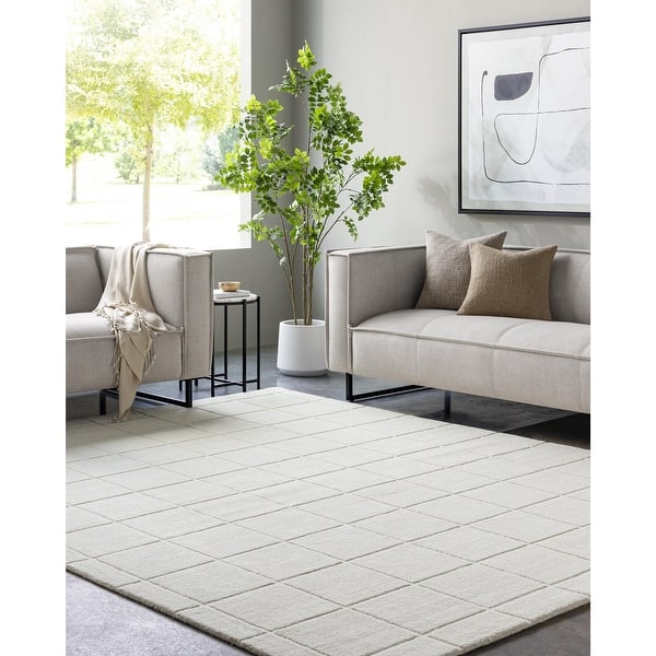 slide 2 of 7, Damon Casual Solid Color Wool Area Rug White - 2' x 3'