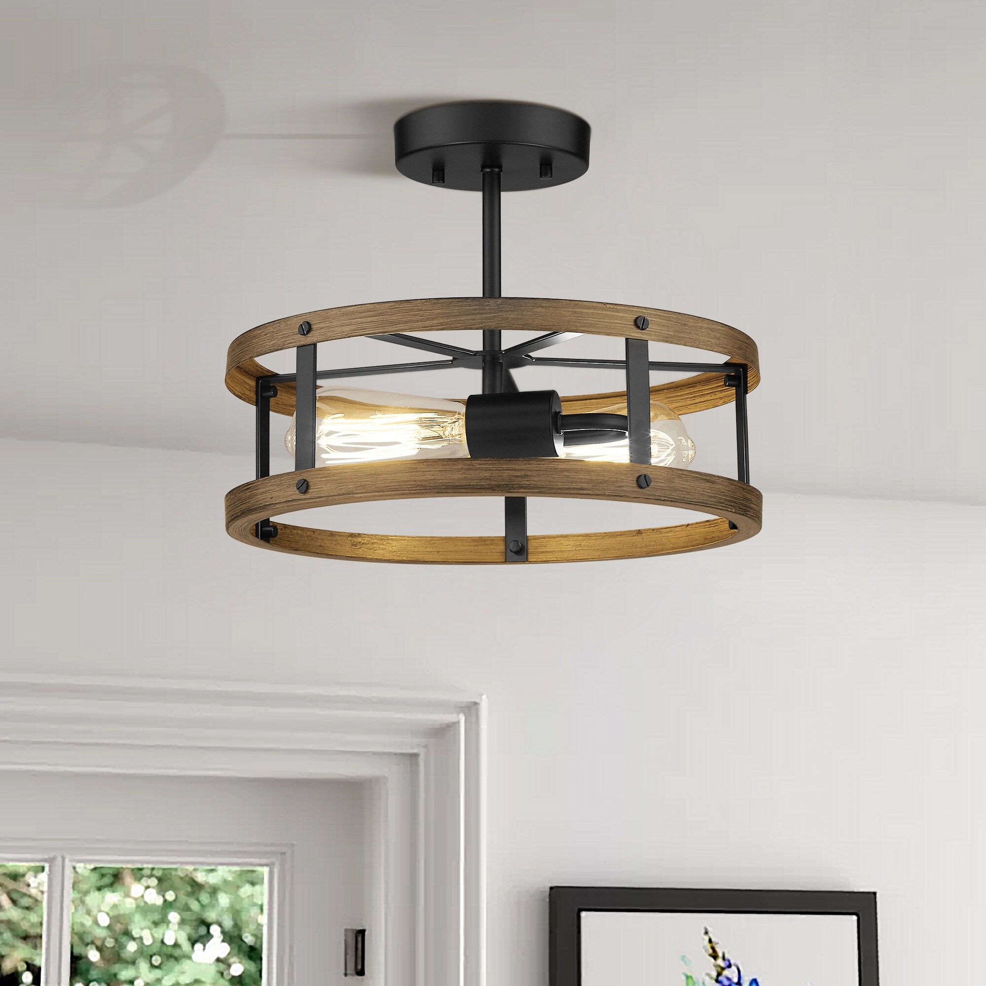 12.9 Inch Modern Semi-Flush Mount Ceiling Light Fixture-image