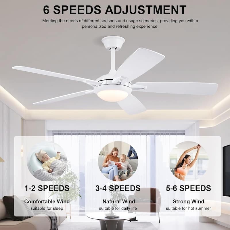 46" Indoor and Outdoor Ceiling Fan with Light Modern Ceiling Fan ,Remote and APP Conrol