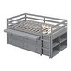 preview thumbnail 7 of 7, Gray Twin Size Solid Wood Loft Bed with Retractable Writing Desk and Side Movable Desk, 4 Drawers, Open Shelves