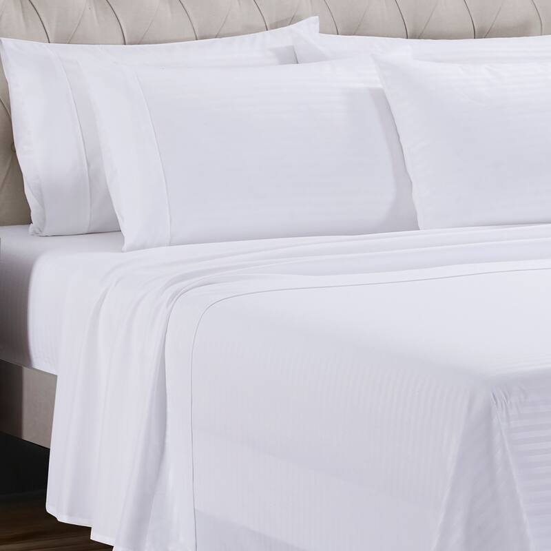 Sweet Home Collection 6 Piece Embossed Dobby Stripe Sheet Set, Double Brushed Microfiber