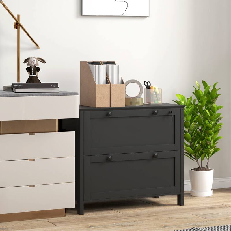 2 Drawer File Cabinet with Lock, Lateral Filing Cabinet with Keys and Adjustable Hanging Bar for Letter