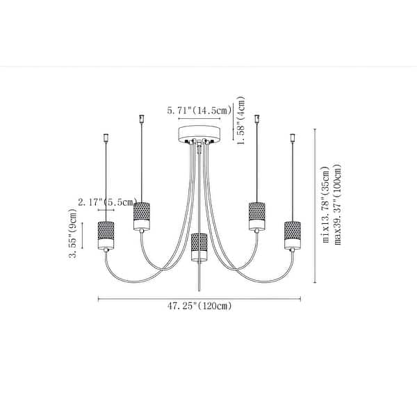 5-Light Flexible Arm Arc Gravity Black Swaying Chandelier