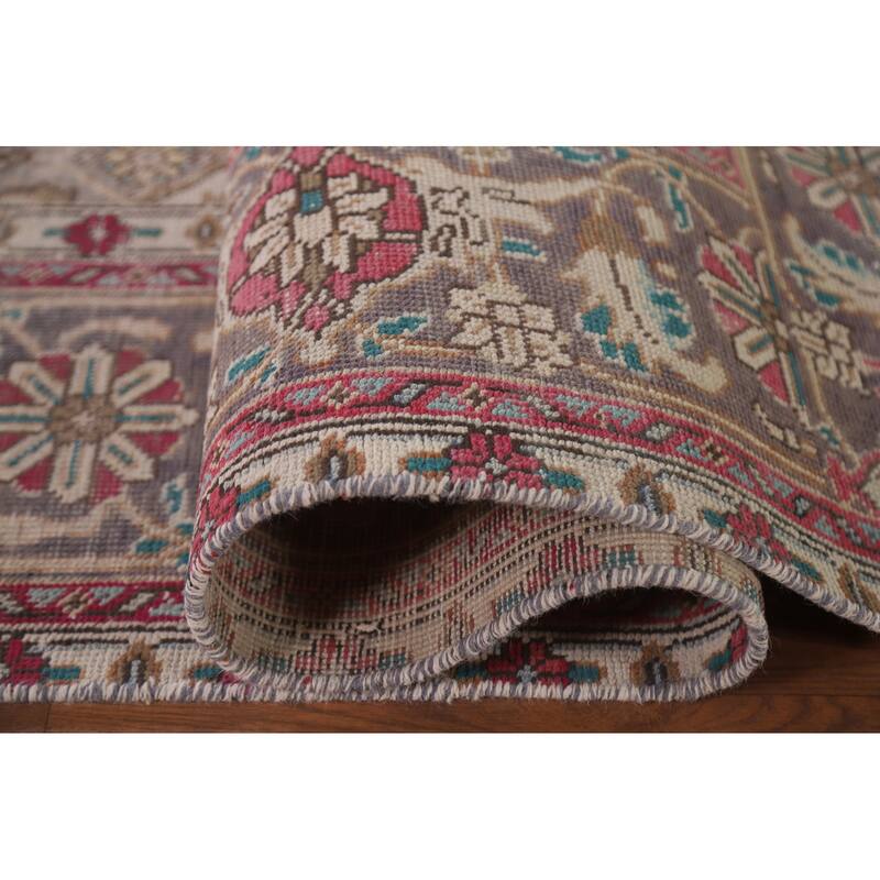 Hand Knotted Oriental 100% Wool Carpet Traditional Medallion Greys & Charcoal Tabriz Area Rug - 10' 9'' X 8' 1''