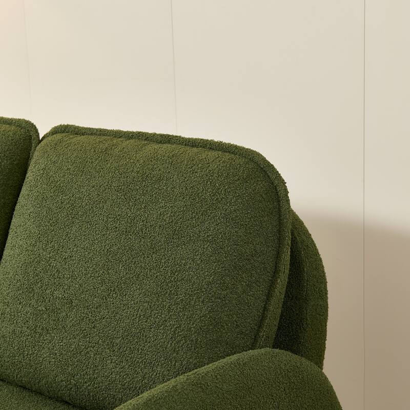 59" Lambswool Fabric Upholstered Loveseat Sofa with High Back & Toss Pillows 2 Seater Leisure Couch ,Tool-Free Assembly