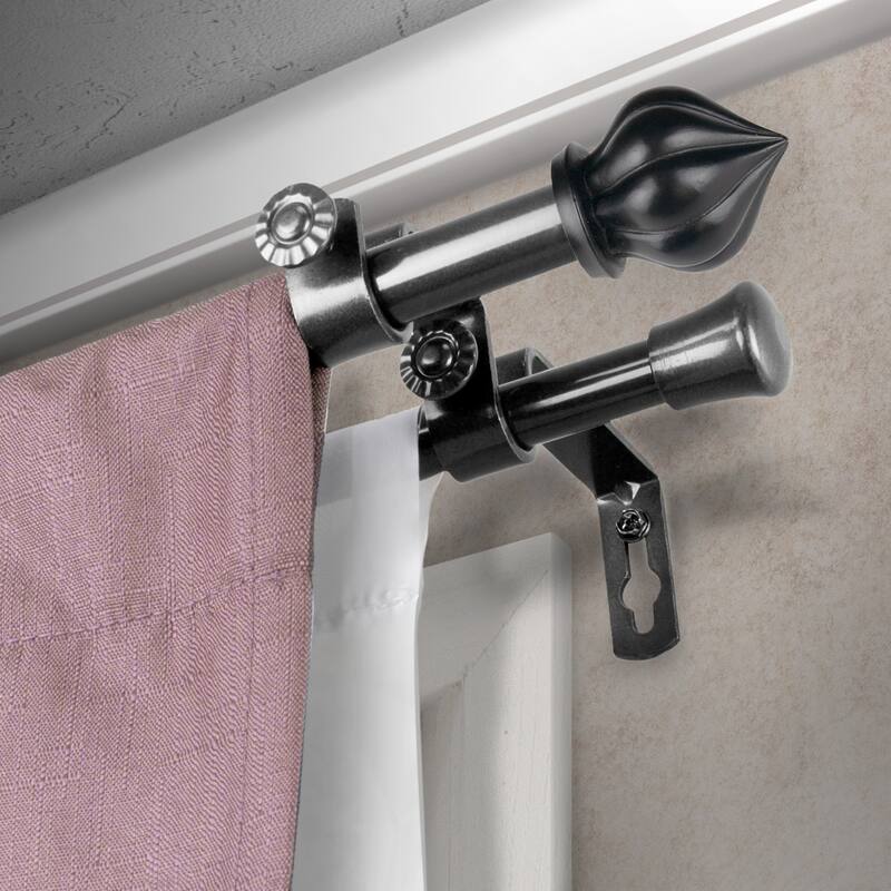 InStyleDesign Jan Double Curtain Rod 5/8-inch dia. - 28 to 48 inches - Black