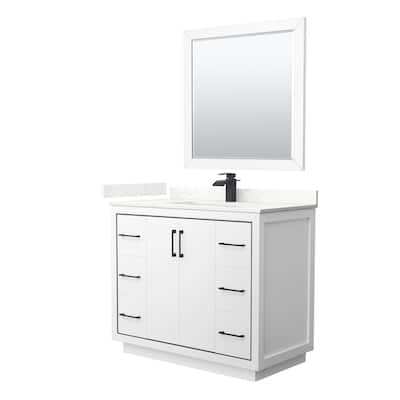 Icon 42-inch Single Vanity, Quartz Top, 34-inch Mirror