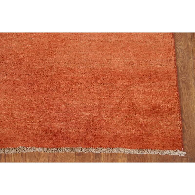 Orange Gabbeh Oriental Foyer Rug Contemporary Handmade Wool Carpet - 3'3"x 4'10"