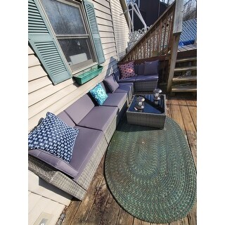 Siara 7-piece Rattan Wicker Sectional Patio Set by Havenside Home - On