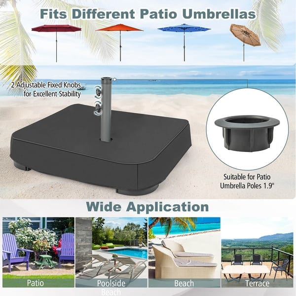 costway patio market offset umbrella stand holder base Costway 90 kg Patio Umbrella Base Large Outdoor Umbrella Stand with Sandbags