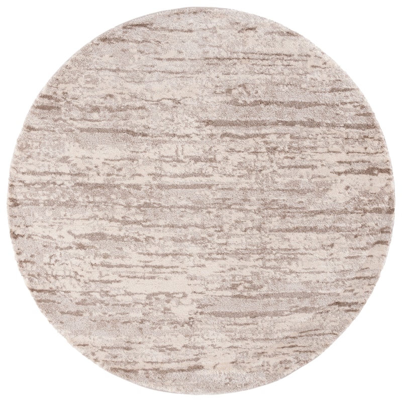 SAFAVIEH Century Iida Modern Abstract Rug - 6'7" Round - Ivory/Brown - Round
