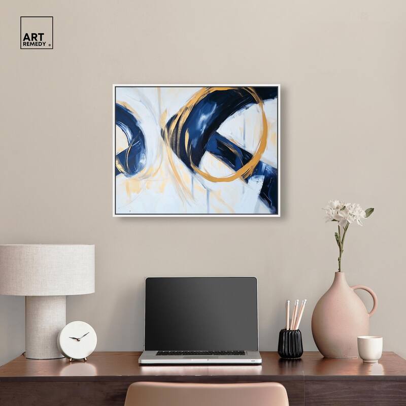 Navy and Gold Rings II Canvas by Art Remedy