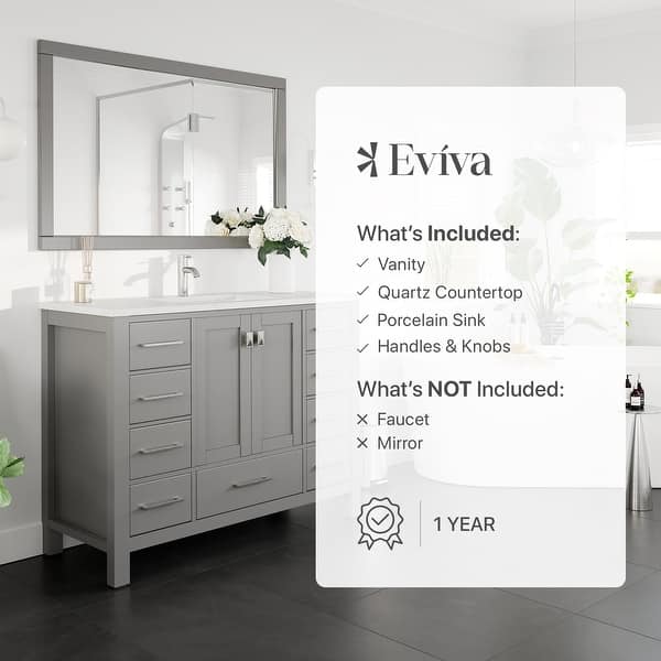Eviva Bloom 48 in. W x 18 in. D x 34 in. H Double Sink Floating Bath Vanity in Pine Gray with White Porcelain Top
