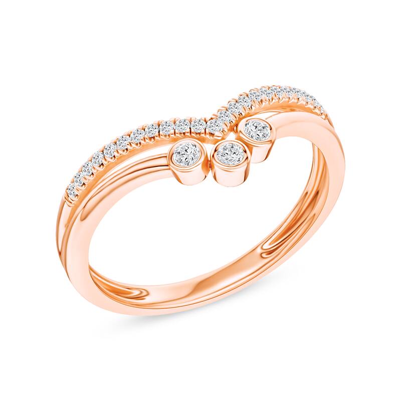 1/10ct TDW Diamond Contour Wedding Band in 10k Gold for Women