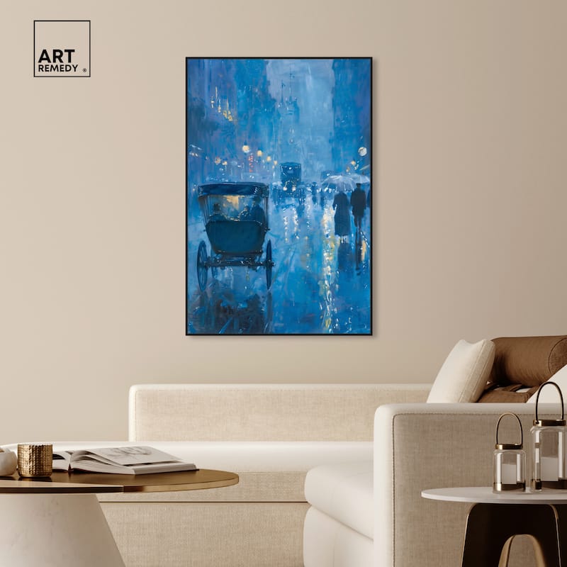 Art Remedy London Nights Framed Impressionism 1 Piece Canvas Wall Art /Monet And Van Gogh Inspired Art