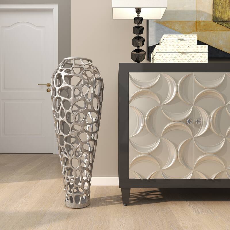 Gold Aluminum Metal Cutout Coral Decorative Vase