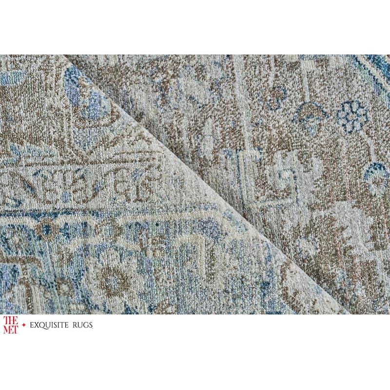 The Met X Exquisite Rugs Vintage Looms Rust/Navy Area Rug.