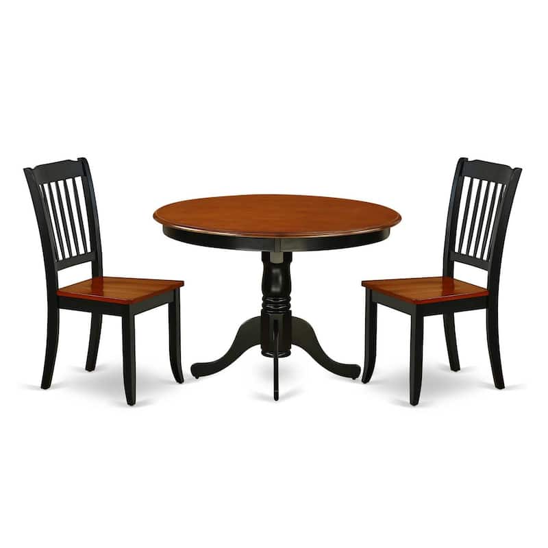 Bohemian Kitchen Table Set - 3 Piece Dining Set for Small Spaces - Round Table & 2 Chairs - 42 Inch - Black Cherry